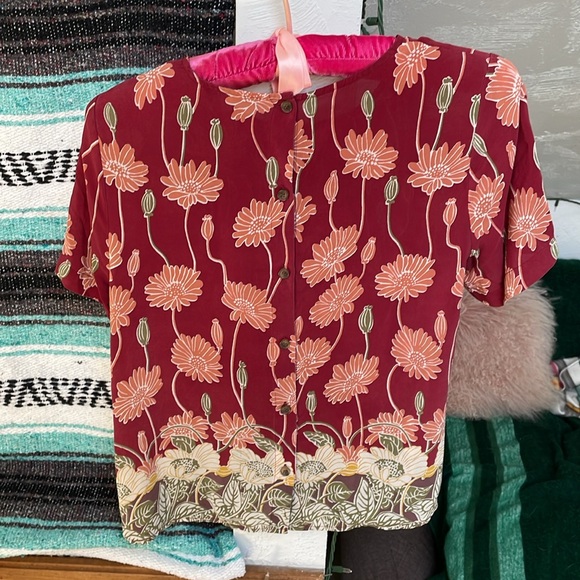 Madewell 100% silk pattern blouse size s - Picture 4 of 7